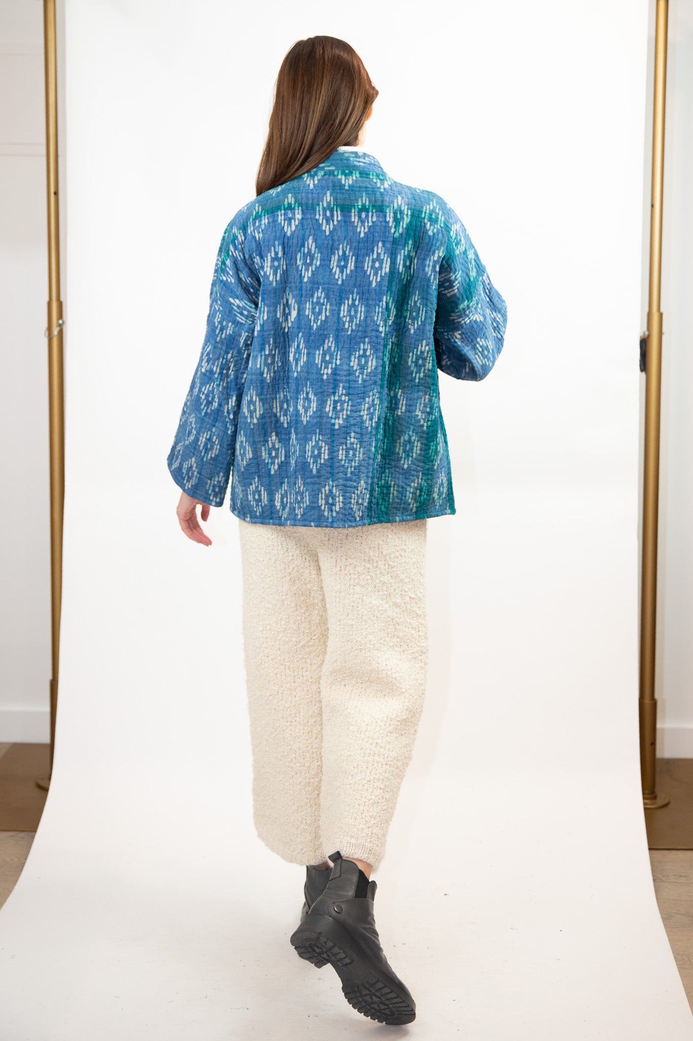 Vintage Kantha Quilt Jacket in Wave