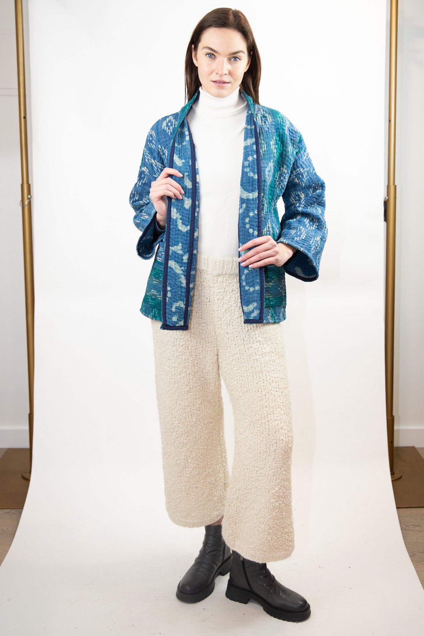 Vintage Kantha Quilt Jacket in Wave