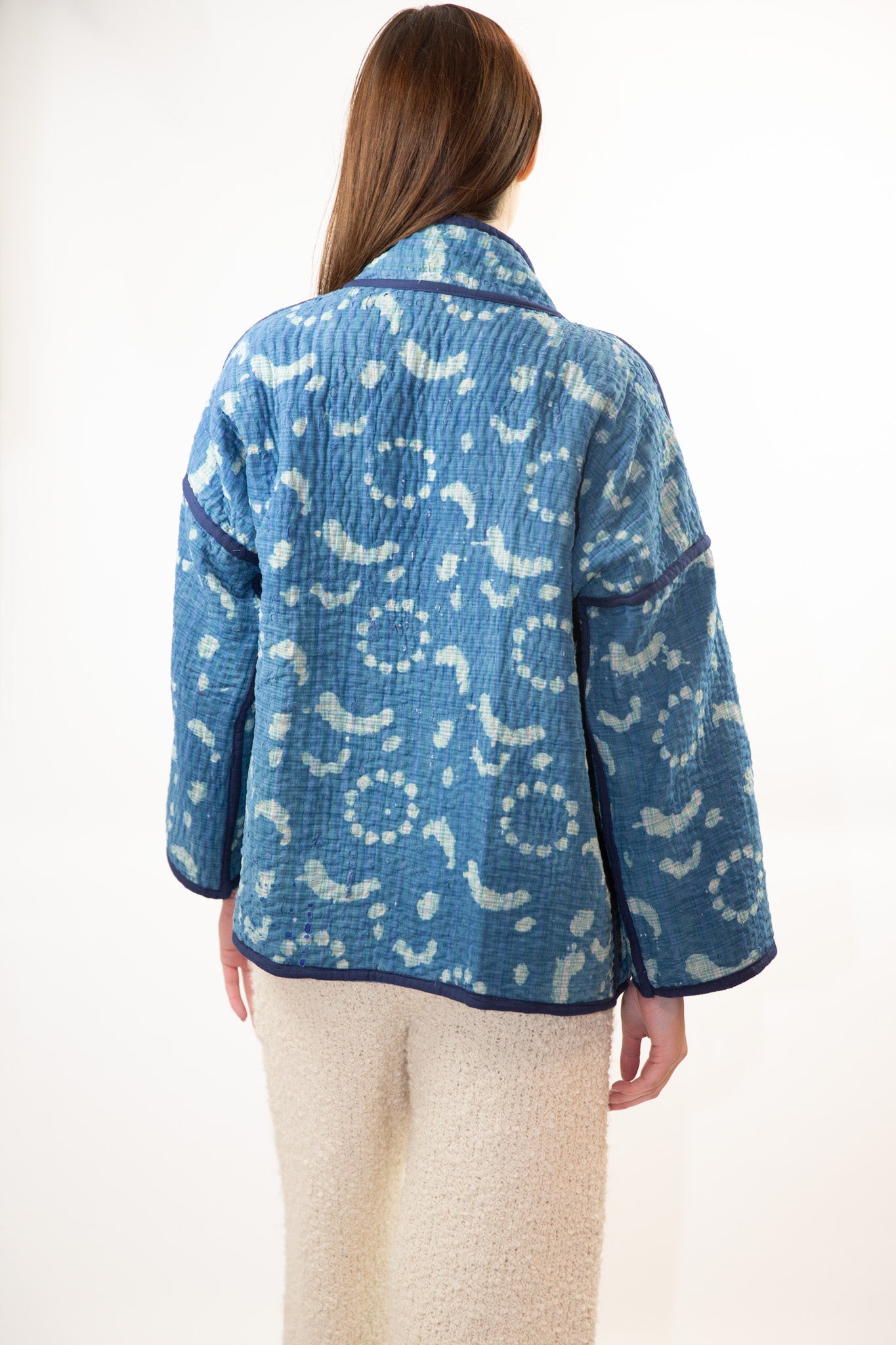 Vintage Kantha Quilt Jacket in Wave