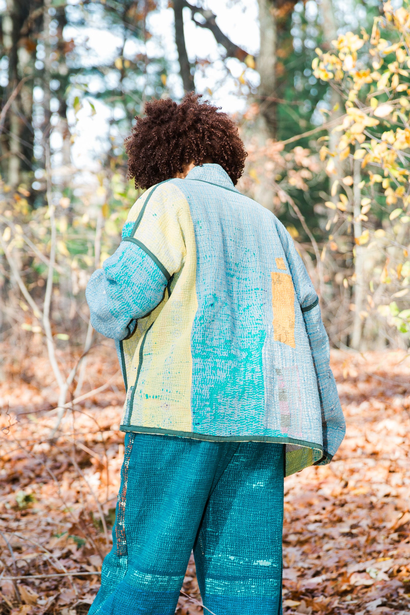 Vintage Kantha Quilt Jacket in Chamomile