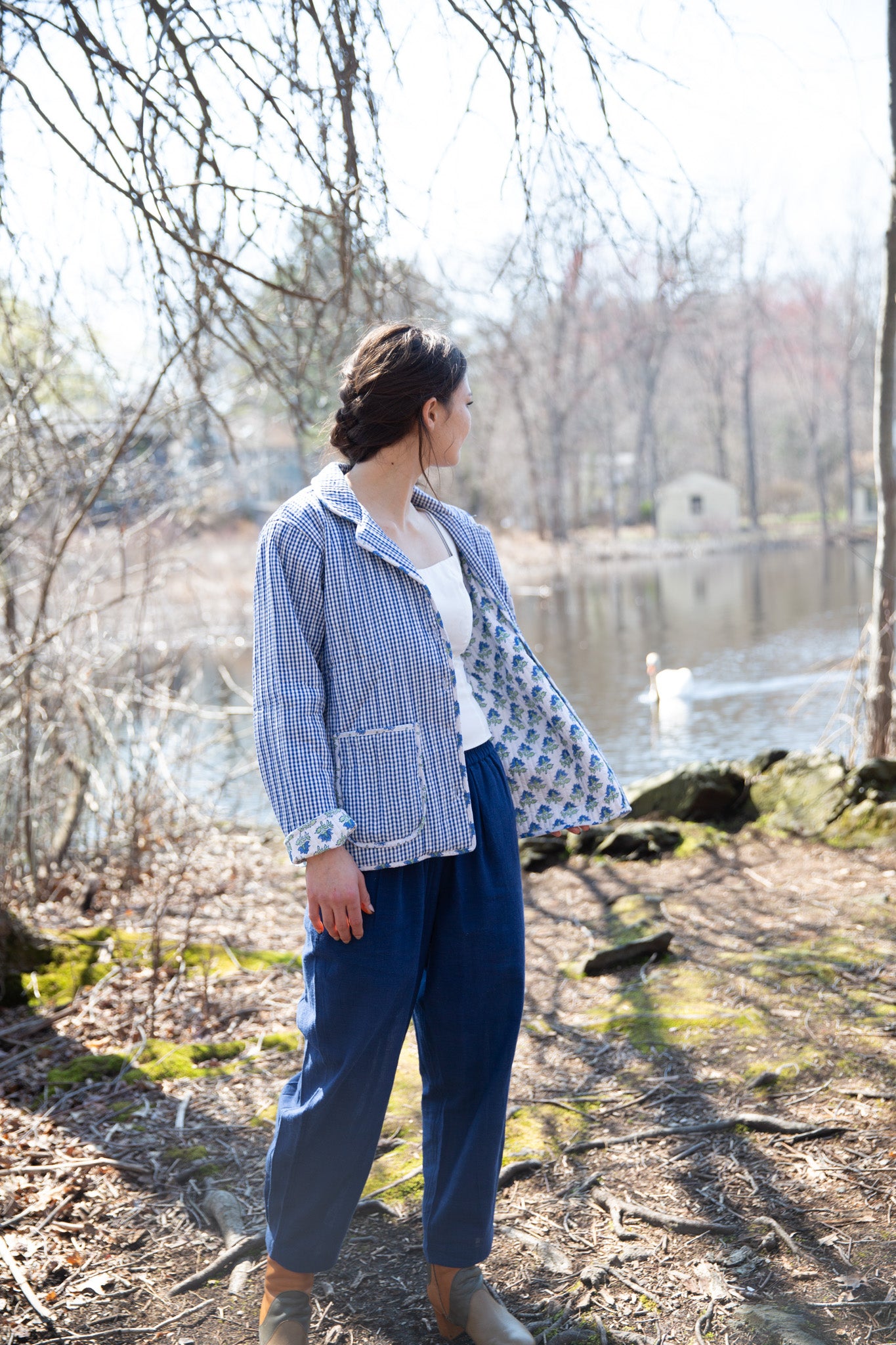 Quilted Clarendon Coat in Gingham