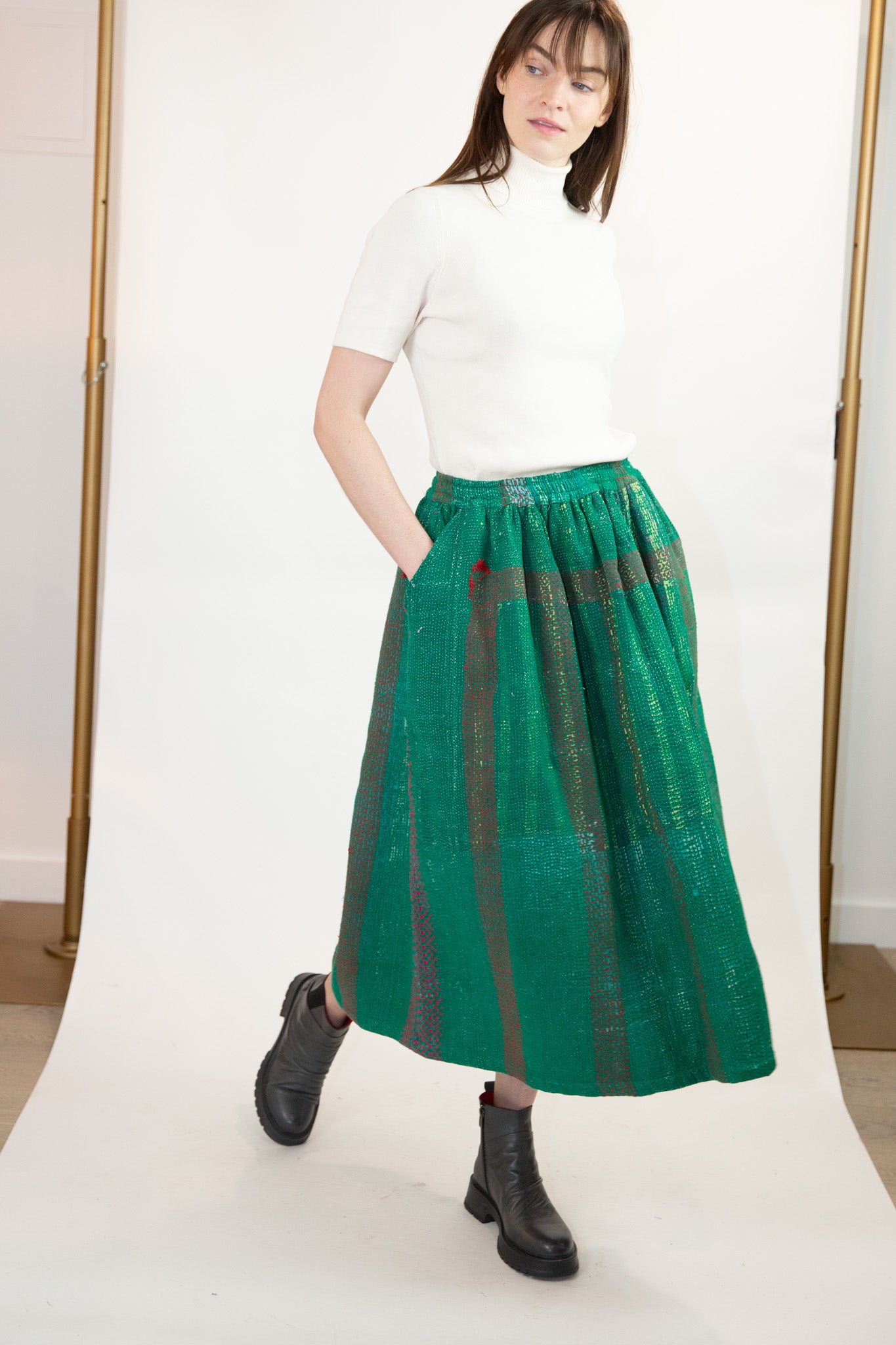 Patina Skirt in Evergreen